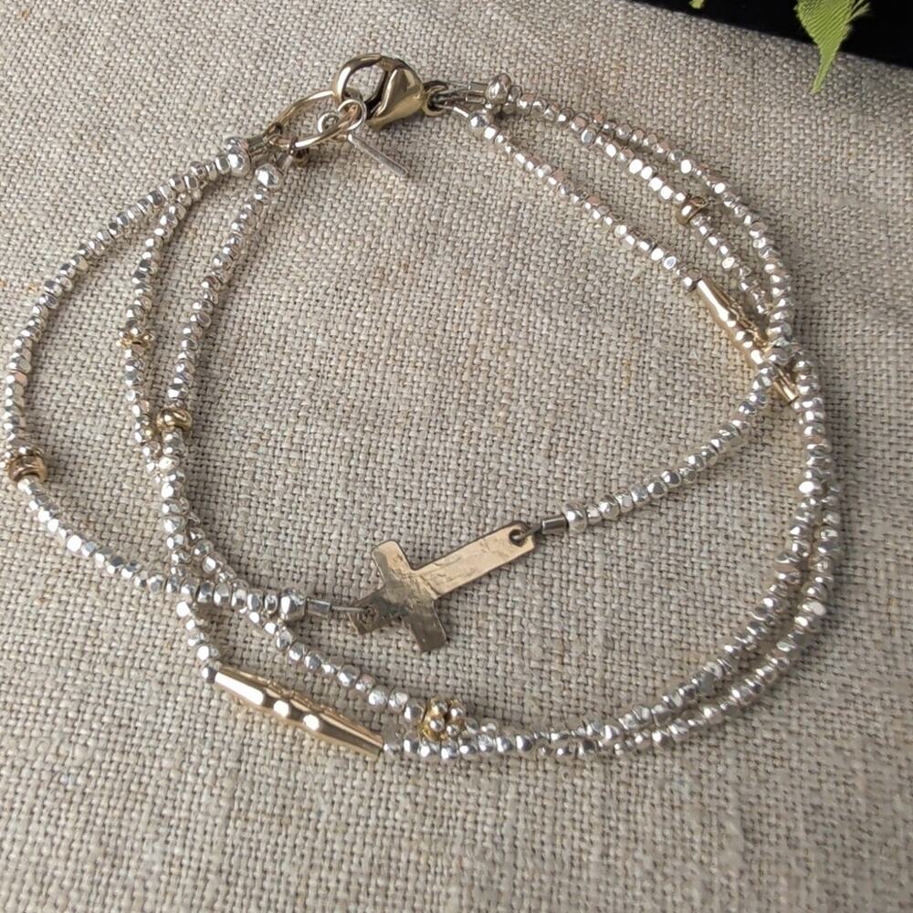 Sundance Catalog Robin Braun RB Gold Filled Multi Strand Cross Bracelet 7.25"